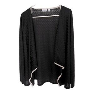 Kim Rogers Cardigan Sweater Open Front Textured Black‎ Long Sleeve size Small